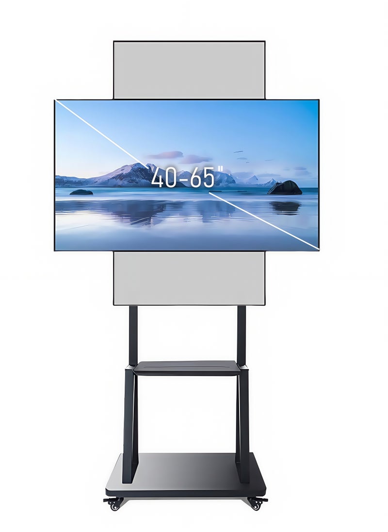 FlashHawk Mobile Floor TV Stand Mount with Wheels Landscape and Portrait Switchable for 40-65 Inch TVs for Office Home Outdoor  - Image 1