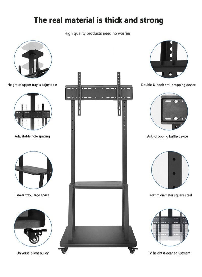 FlashHawk Mobile Floor TV Stand Mount with Wheels Landscape and Portrait Switchable for 40-65 Inch TVs for Office Home Outdoor  - Image 4