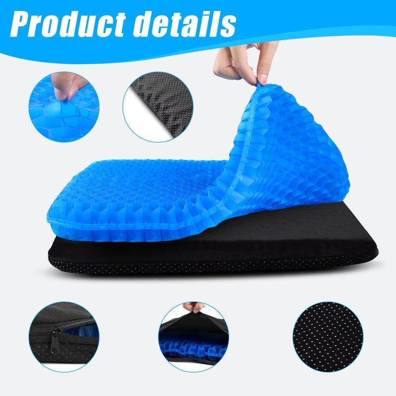 rolyta Gel Seat CushionThick Big Gel Seat CushionThe Latest Modified Double Gel Seat Cushion Cooling Seat CushionPortable Gel Seat Cushion Suitable For Home Office Chair Car Wheelchair Blue - Image 3