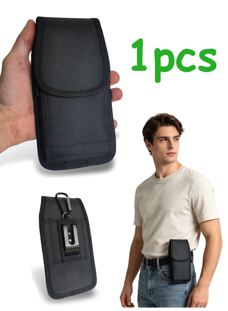 Universal Belt Clip Cell Phone Holster Black Nylon Large Phone Pouch Carrier Holder Fit iPhone Samsung, Outdoor Daily Carry For Men & Women - Image 1
