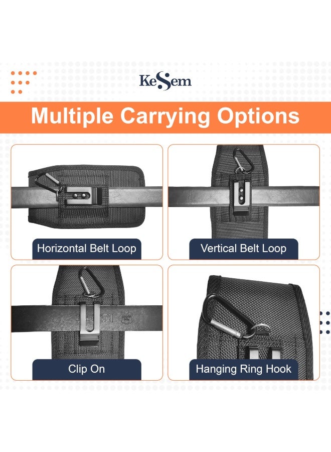 Universal Belt Clip Cell Phone Holster Black Nylon Large Phone Pouch Carrier Holder Fit iPhone Samsung, Outdoor Daily Carry For Men & Women - Image 3