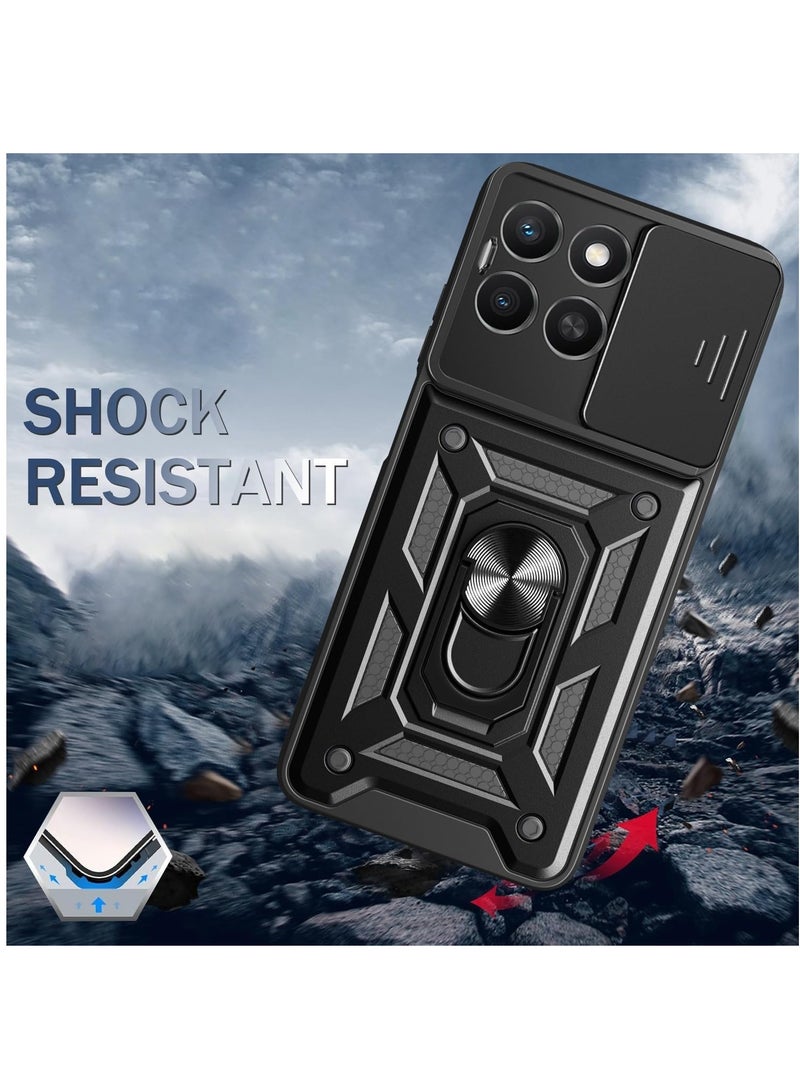 [1+2 Sets] For Honor X8c 4G Case & Screen Protector Slide Camera Cover with Magnetic Car Mount 2 Pieces Tempered Glass Screen Protector - Image 3