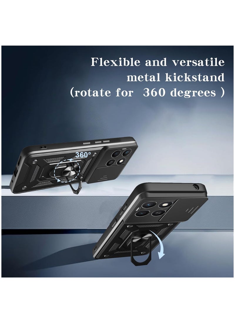 [1+2 Sets] For Honor X8c 4G Case & Screen Protector Slide Camera Cover with Magnetic Car Mount 2 Pieces Tempered Glass Screen Protector - Image 4