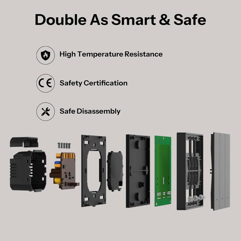 سونوف مفتاح SwitchMan M5 الذكي للحائط | 1 مجموعة (Matter)، تحكم عن بعد/صوتي، تحكم مشترك، مشهد ذكي، توقيت العد التنازلي، واي فاي 2.4 جيجاهرتز، طاقة قصوى 2200 واط، يعمل مع Alexa و Google Home | رمادي داكن - Image 4