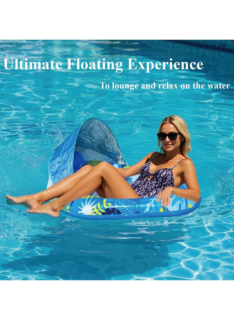 VUCATIN Teardrop Inflatable Pool Floats for Adults with Detachable Canopy Water Floating Recliner Portable Lounge Raft for Summer Pool Party Lake or Beach (Blue) - Image 3