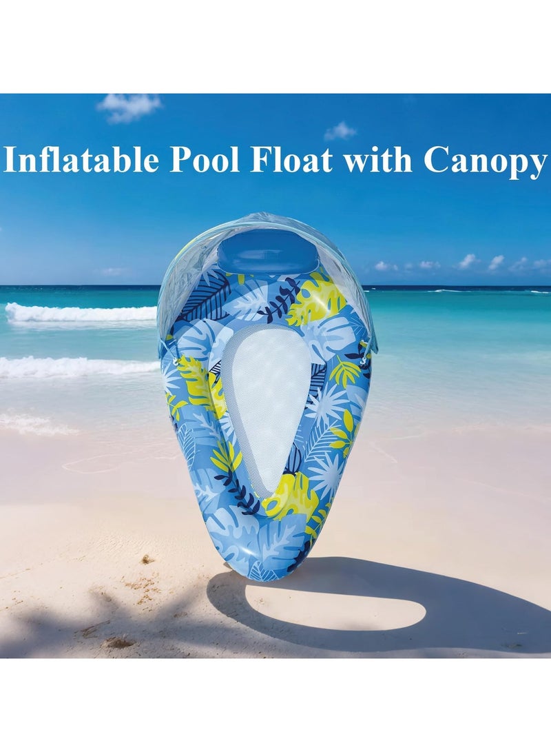 VUCATIN Teardrop Inflatable Pool Floats for Adults with Detachable Canopy Water Floating Recliner Portable Lounge Raft for Summer Pool Party Lake or Beach (Blue) - Image 4