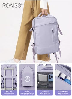 roaiss Carry-On Luggage Backpack Unisex Backpack with External Charging Interface, Wet and Dry Separation, Large Capacity Scientific Compartmentalized Backpack, Travel Backpack, Short-Distance Luggage Bag  - Image 3