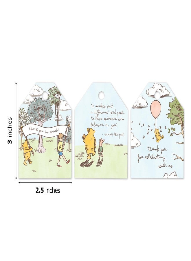 Pro Supply Global 24 Count of 2.5 Inch x 3 Inch Pre Strung Winnie The Pooh Gift Tag Assorted Printed Designs on Large Cardstock Gift Hang Tags - Ideal to Use on Bags - Image 3