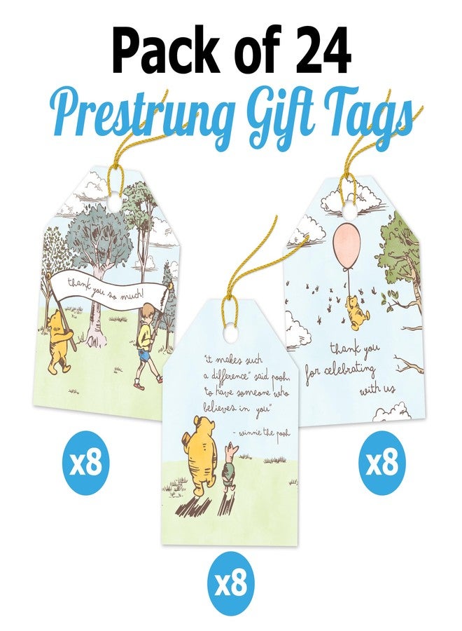 Pro Supply Global 24 Count of 2.5 Inch x 3 Inch Pre Strung Winnie The Pooh Gift Tag Assorted Printed Designs on Large Cardstock Gift Hang Tags - Ideal to Use on Bags - Image 4