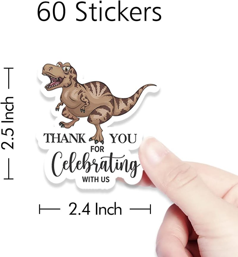 Kaecery Cute Dinosaur Thank You Stickers Thank You for Celebrating with Us LabelsDinosaur Party Baby Shower Stickers for Birthday Shower Party Favors Label Decorations for Gift Bags 10 in60 Labels - Image 3