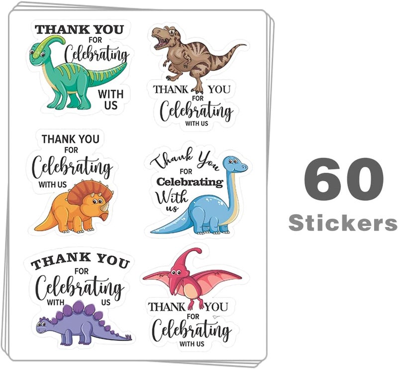 Kaecery Cute Dinosaur Thank You Stickers Thank You for Celebrating with Us LabelsDinosaur Party Baby Shower Stickers for Birthday Shower Party Favors Label Decorations for Gift Bags 10 in60 Labels - Image 4