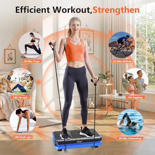 AXV Vibration Plate Fitness Platform Exercise Machine Vibrating Lymphatic Drainage Shaking Full Body Shaker Workout Vibrate Stand Shake Board Sport Gym for Weight Loss Fat Burner for Women Men - Image 2