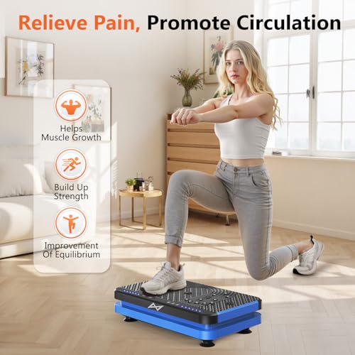 AXV Vibration Plate Fitness Platform Exercise Machine Vibrating Lymphatic Drainage Shaking Full Body Shaker Workout Vibrate Stand Shake Board Sport Gym for Weight Loss Fat Burner for Women Men - Image 3