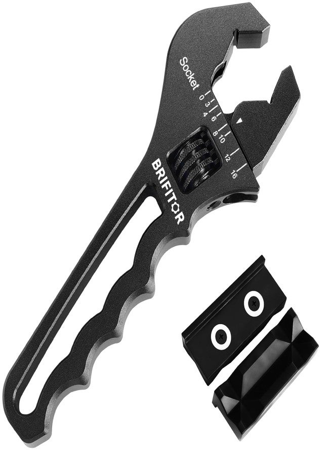 BRIFITOR AN Fittings Wrench Adjustable Aluminum AN Wrench For 3AN-16AN Hose End Fittings Adapter, Black - Image 1