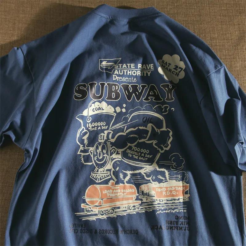 Men'S Short-Sleeved T-Shirt New Retro Trendy Ins Loose Casual Versatile Korean-Style Half-Sleeved T-Shirt - Image 3