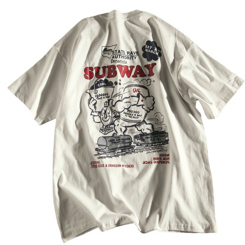 Men'S Short-Sleeved T-Shirt New Retro Trendy Ins Loose Casual Versatile Korean-Style Half-Sleeved T-Shirt - Image 4