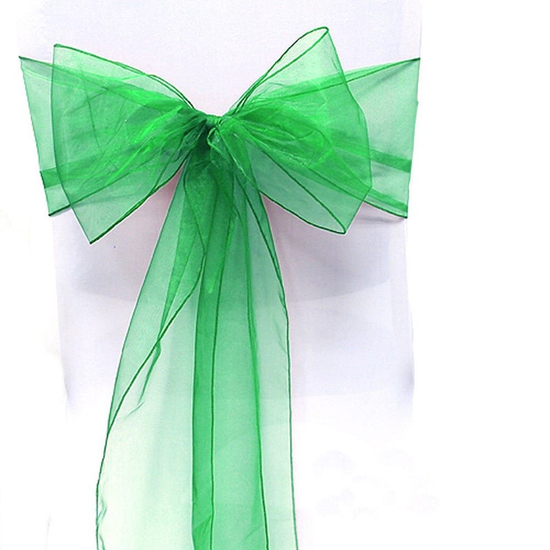 SARVAM FASHION SARVAM FASHION Elegant Organza Chair Sashes Sheer Fabric Sashes for Weddings Parties and Special Events  Pack of 10 Pieces Green