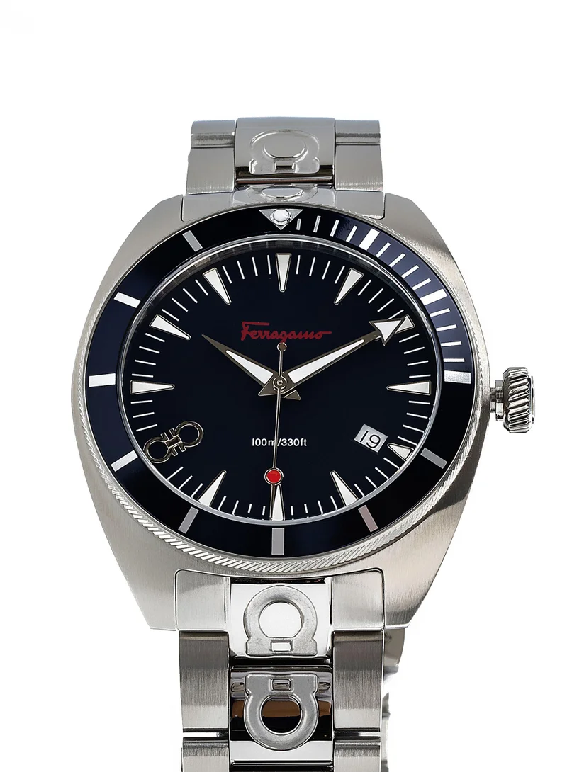 فيراغامو ساعة إكسبيرينس كوارتز بقرص أزرق