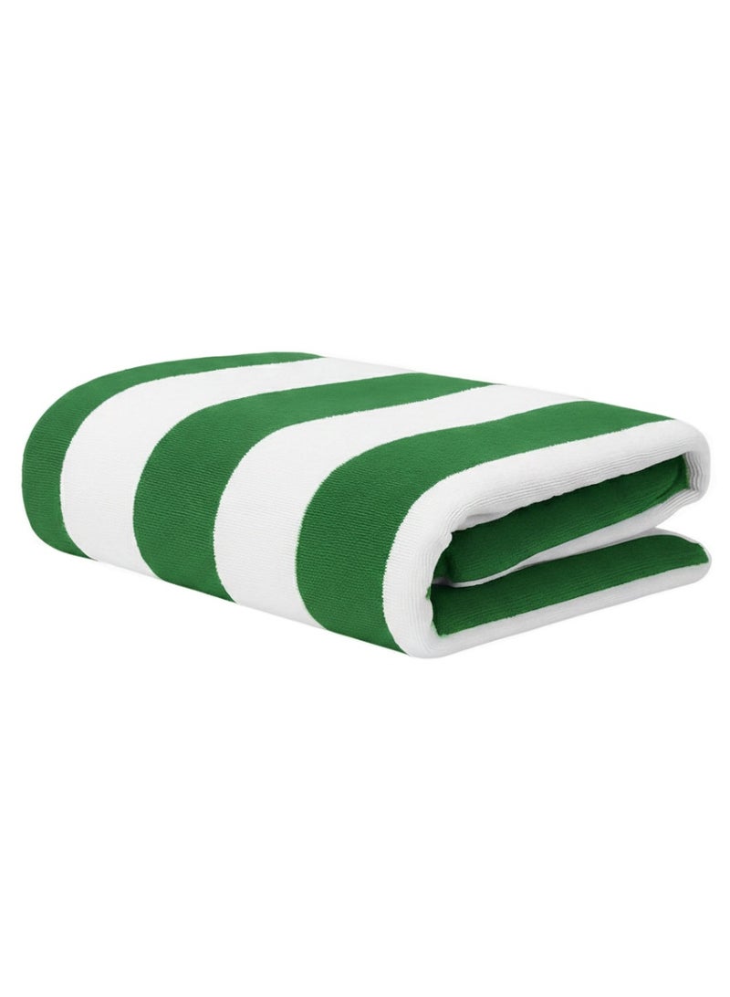 Fabienne Oversized Premium Beach Towel 90x180 cm Luxury Pool Towel Cabana Stripe Oversized Bath Sheet Spa Towel Sand Resistant 5-Star Hotel Quality Towel Green - Image 1