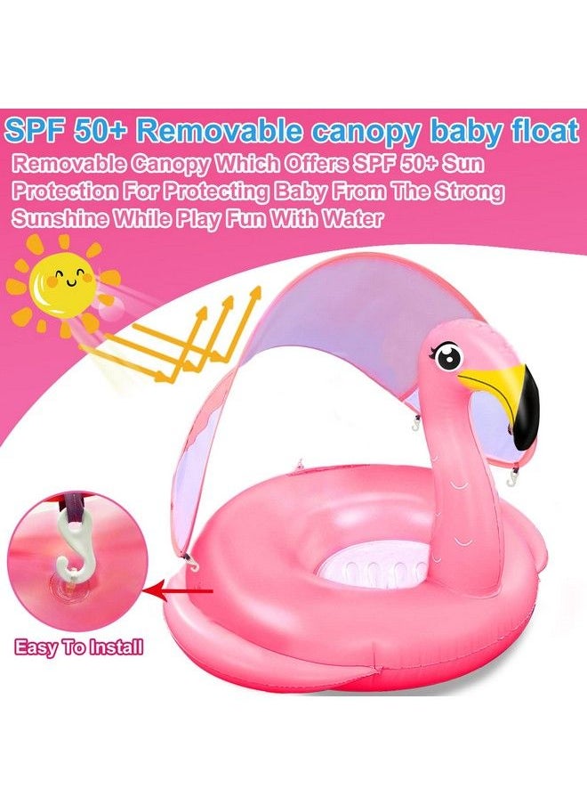 AMENON - Flamingo Baby Swimming Pool Float With Upf50+ Canopy & Safety Seat Widen Double Wings Never Flip Inflatable Pool Float Ring Babies Floaties Trainer Newborn Infant Toddler 6 36 Month Summer Water Toy - Image 1