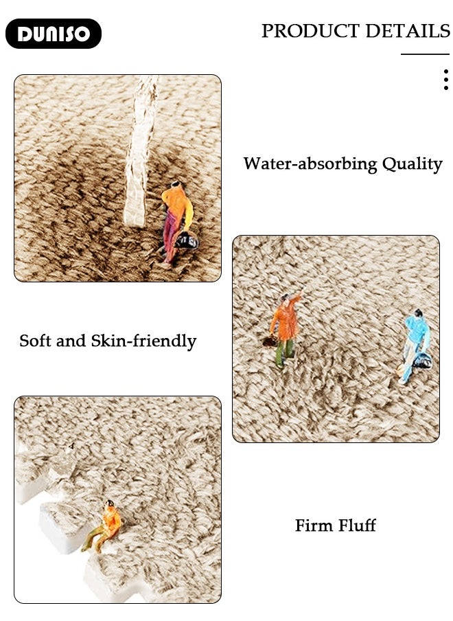 10Pcs Thickened Foam Floor Mats, Interlocking Carpet Shaggy Soft Foam Play Mat, Fluffy Plush Interlocking Foam Tiles Soft Anti-Slip Puzzle Area Square Rug Playmat  for Children Room Bedroom Home Playroom Decoration