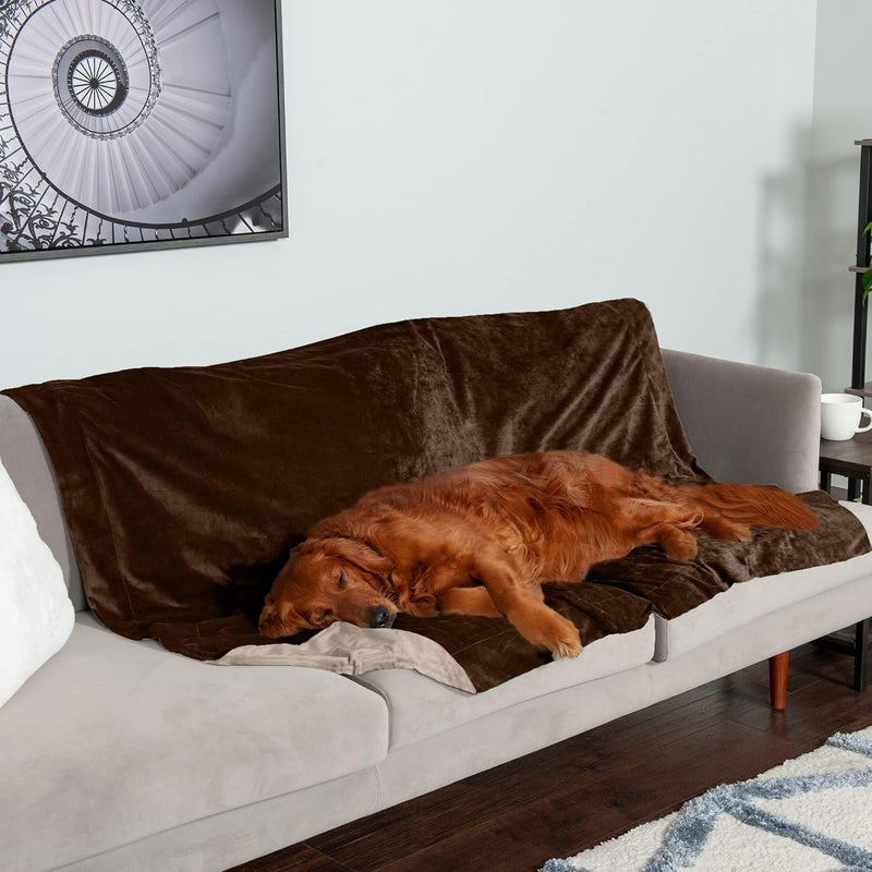 Furhaven Waterproof Throw Blanket for Dogs & Indoor Cats, Washable - Two-Tone Luxe Velvet Dog Blanket - Brownstone, Extra Large/XL - Image 3