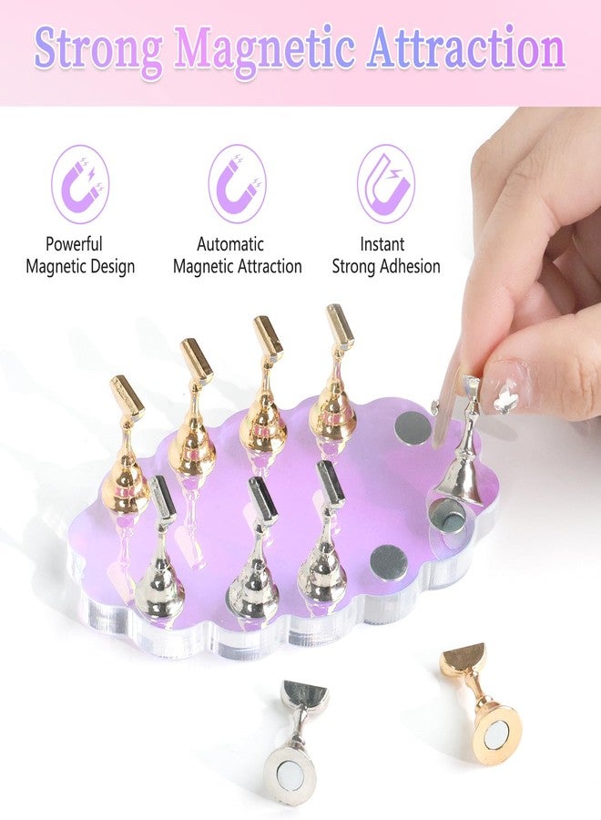 ANGNYA Nail Stand for Press on Nails Display, Magnetic Press on Nail Stand with 200 PCS Reusable Adhesive Tapes, Nail Tips Practice Painting Holder for DIY Nail Art Tools - Image 4
