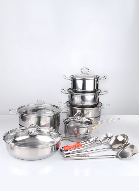 10-Piece Stainless Steel Cookware and Pot Set, Milk Pot/Soup Pot/Steamer Set