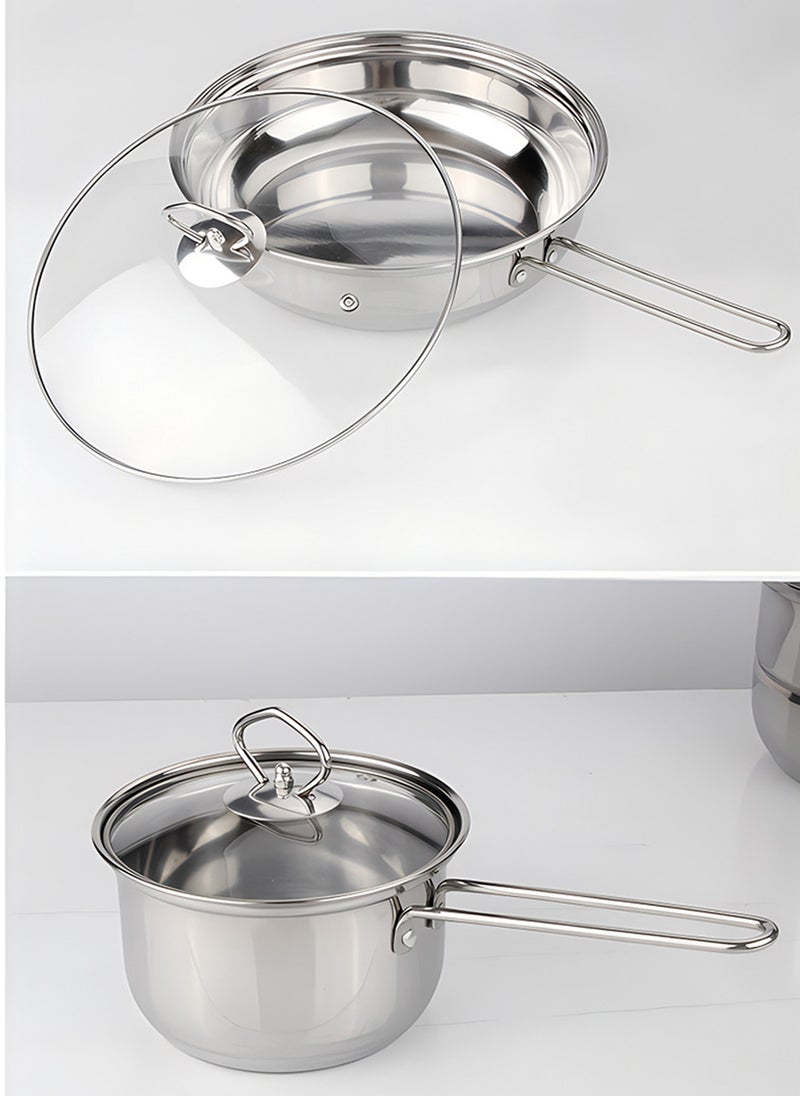 Sharpdo 10-Piece Stainless Steel Cookware and Pot Set, Milk Pot/Soup Pot/Steamer Set  - Image 4