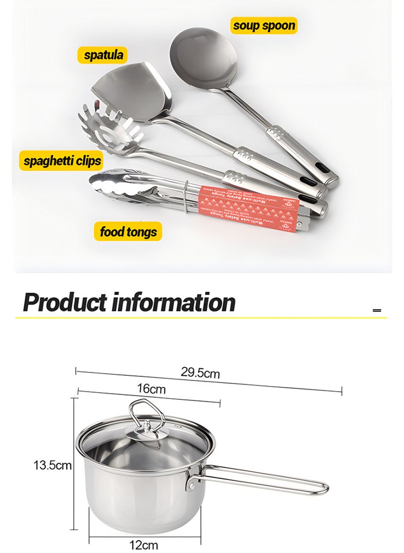 Sharpdo 10-Piece Stainless Steel Cookware and Pot Set, Milk Pot/Soup Pot/Steamer Set  - Image 5