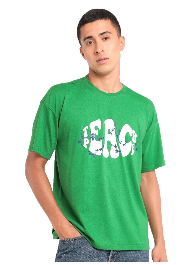 Beyoung Teach Peace Printed Oversized T-shirt for Men