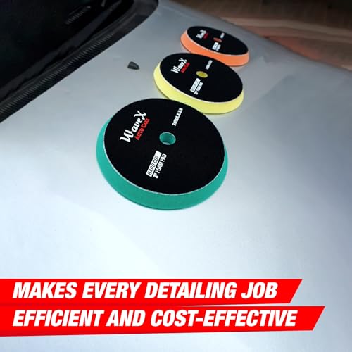Wavex 3-Inch Medium Cut Foam Pad for Car | Low Profile 20mm Design for Extreme Performance | Medium-Density Foam for Balanced Correction | Compatible with DA & Rotary Polisher | Washable & Reusable - Image 3