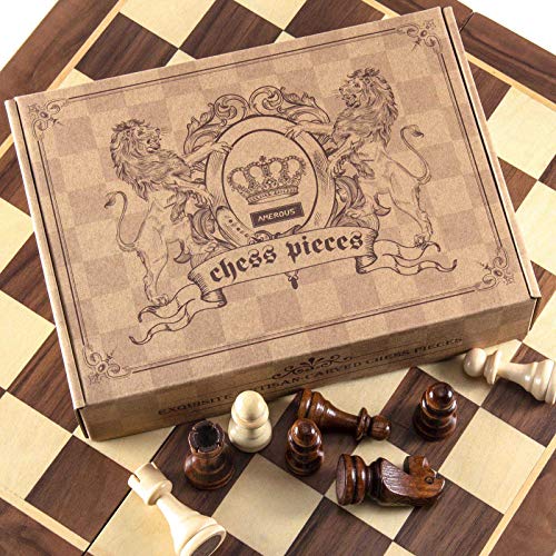 AMEROUS Wooden Chess Pieces Only, Tournament Staunton Wood Chessmen with 3.5 inches King, Chess Game Pawns for Chess Board Game, Replacement of Missing Pieces (2 Storage Bag Included) - Image 4