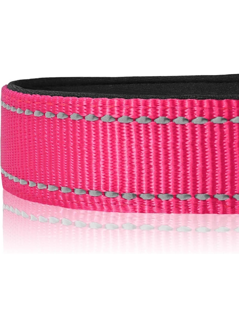 Q TRIPLE A Reflective Dog Collar with Soft Neoprene Padding, Metal D-Ring and Adjustable Length, Premium Nylon Material (Color: Hot Pink) - Image 2