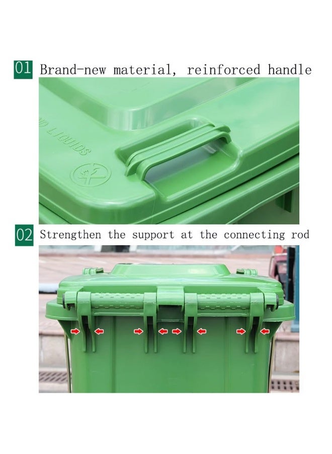 High Density Polyethylene Garbage Bin 120 Litre with wheel and pedal - Heavy Duty Kitchen Dust Bin Outdoor Recycle Trash Can Large Industrial Waste bin Trash bin Green - Image 5