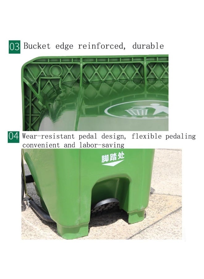 High Density Polyethylene Garbage Bin 120 Litre with wheel and pedal - Heavy Duty Kitchen Dust Bin Outdoor Recycle Trash Can Large Industrial Waste bin Trash bin Green - Image 4