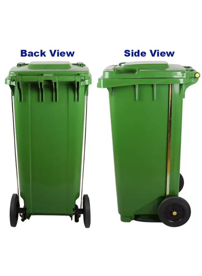 High Density Polyethylene Garbage Bin 120 Litre with wheel and pedal - Heavy Duty Kitchen Dust Bin Outdoor Recycle Trash Can Large Industrial Waste bin Trash bin Green - Image 2