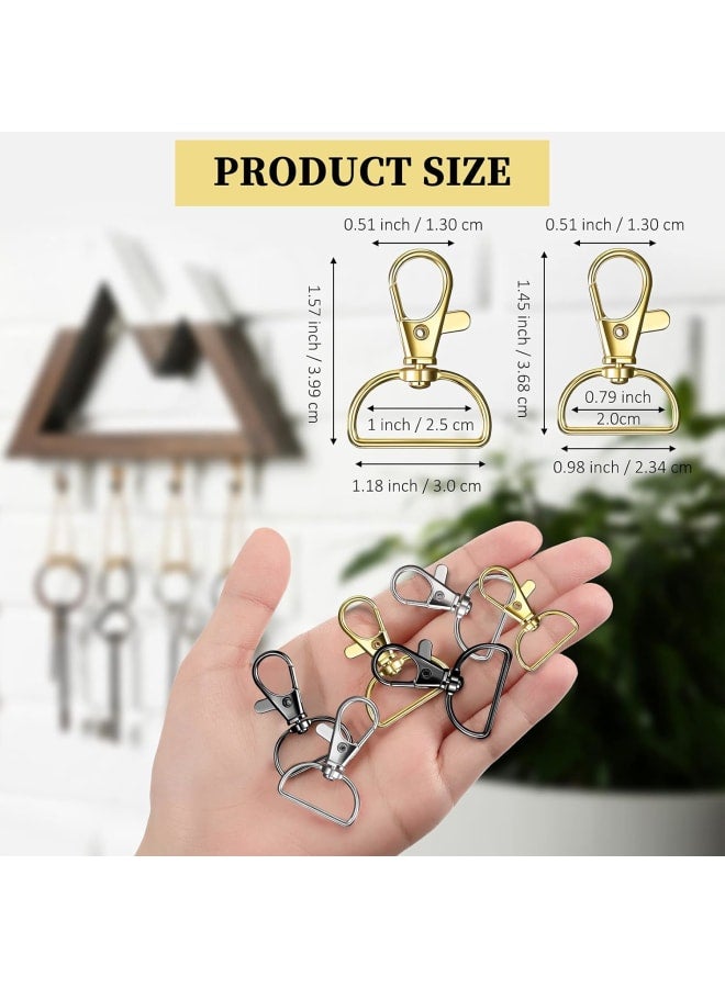 30 Pieces Swivel Clasps Lanyard Snap Hooks 3 Colors Keychain Clip Hooks Lobster Claw Clasps Metal Hook Clasps with 2 Sizes, 20 mm, 25 mm D Rings for Keychain Sewing Purse Crafts Supplies - Image 2