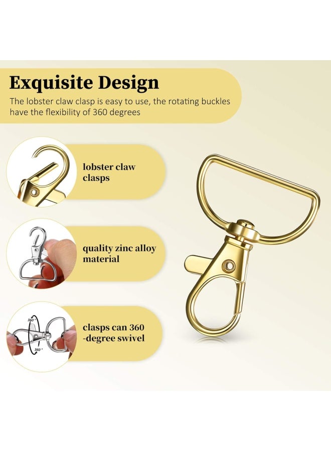30 Pieces Swivel Clasps Lanyard Snap Hooks 3 Colors Keychain Clip Hooks Lobster Claw Clasps Metal Hook Clasps with 2 Sizes, 20 mm, 25 mm D Rings for Keychain Sewing Purse Crafts Supplies - Image 3