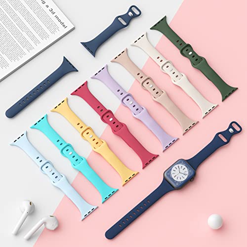 DYKEISS Sport Slim Silicone Bands Compatible for Apple Watch Band 38mm 42mm 40mm 44mm 41mm 45mm 49mm, Thin Soft Narrow Replacement Strap Wristband for iWatch Series 9/8/7/SE/6/5/4/3/2/1/Ultra Women - Image 4