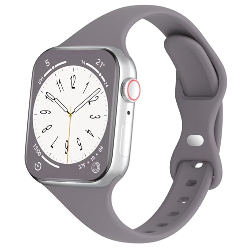 DYKEISS Sport Slim Silicone Bands Compatible for Apple Watch Band 38mm 42mm 40mm 44mm 41mm 45mm 49mm, Thin Soft Narrow Replacement Strap Wristband for iWatch Series 9/8/7/SE/6/5/4/3/2/1/Ultra Women - Image 1