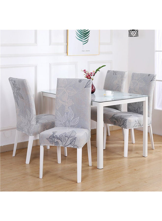NIBEMINENT 4-Piece Printed Chair Cover Grey 38x46centimeter