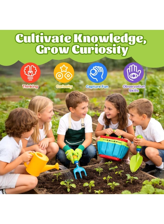 ALAMAREQ Kids Garden Tools Set: Gardening Set with Shovel, Watering Can, Gloves, Rake, Apron,Spray Bottle,Outdoor Garden Tool Toy, Gifts for 3+ Year Old Boys Girls - Image 3