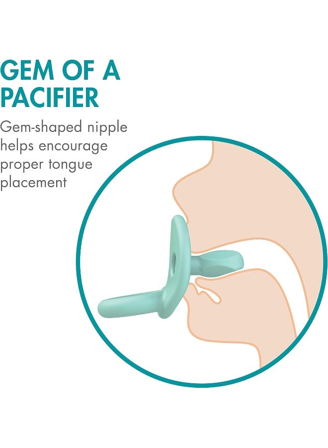 Tomy Jewl Silicone Orthodontic Pacifier - Baby Pacifier with Soothing Gem-Shaped Nipple - Comfortable Baby Pacifiers Support Natural Oral Muscular Development - Blue - 4 Count - 3-6 Months - Image 4