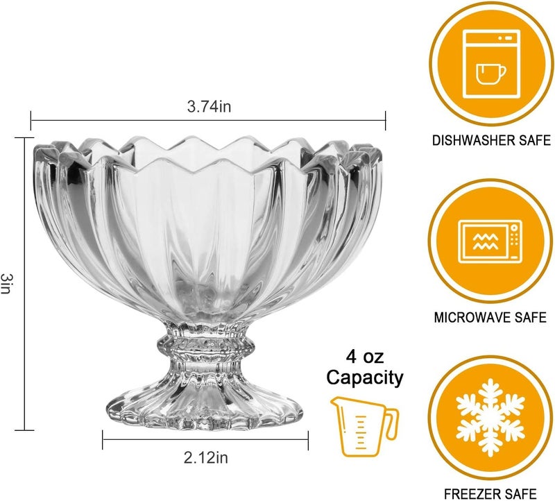 MARTVIA 300ML Ice Cream Glasses Cups Dishes for Desserts, Milkshake,Fruit and Pudding Glass Serving Bowls, Perfect for Home, Restaurants and Parties Dishwasher Safe (American Cups, Set of 2) - Image 3