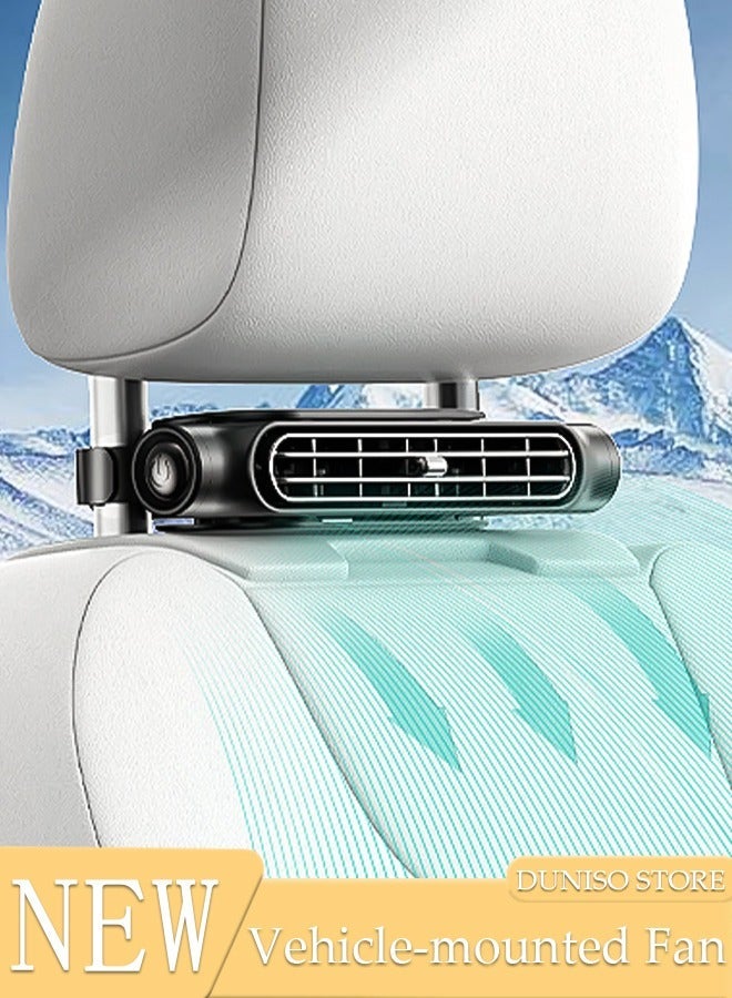 DUNISO Black Car Seat Cooling Fan, Light Weight Portable USB Car Seat Cooling Fan, Universal Car Truck SUV 3 Adjustable Speeds, Low Noise Quiet - Image 1