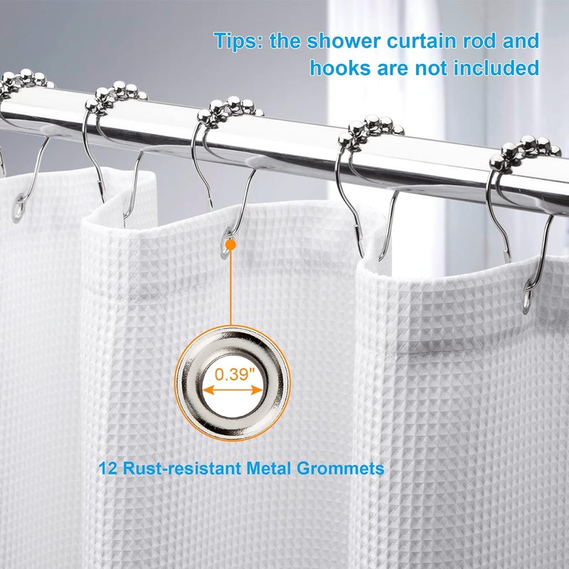 AmazerBath Waffle Shower Curtain - White Fabric with Waffle Weave, Heavy Duty, 72 x 72 Inches - Image 4