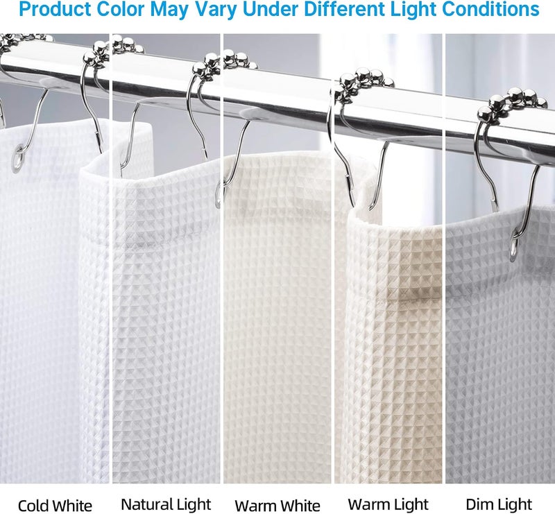 AmazerBath Waffle Shower Curtain - White Fabric with Waffle Weave, Heavy Duty, 72 x 72 Inches - Image 2