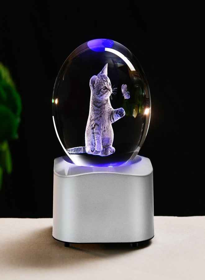 IFOLAINA 3D Cat Spinning Crystal Ball Cat Lovers Gifts for Women Decorative Kitten Globes Crystal Kitten Sphere Gifts for Girl Her Birthday Gifts for Daughters - Image 1