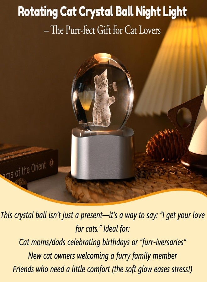 IFOLAINA 3D Cat Spinning Crystal Ball Cat Lovers Gifts for Women Decorative Kitten Globes Crystal Kitten Sphere Gifts for Girl Her Birthday Gifts for Daughters - Image 3